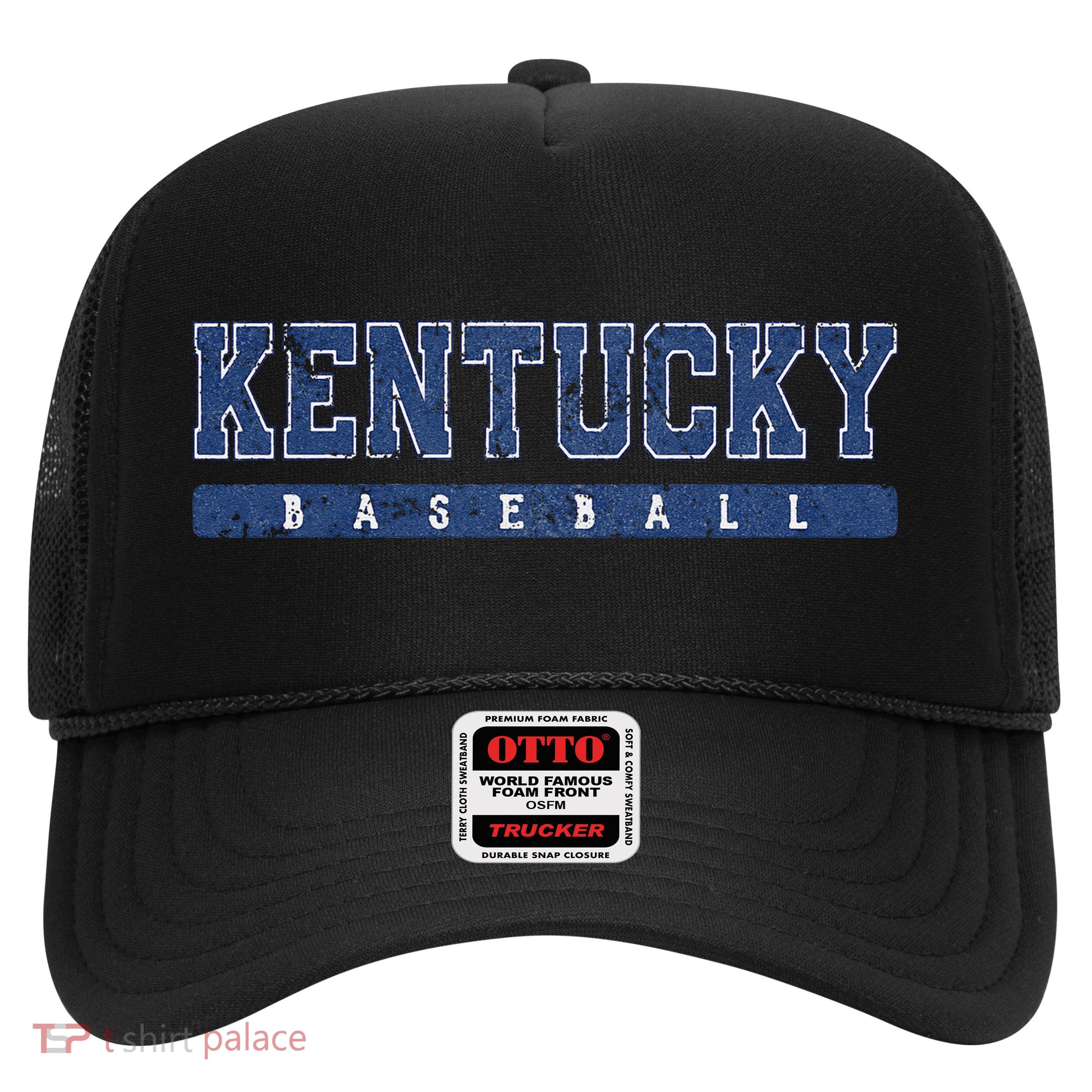Kentucky Baseball Blue Vintage Text Trucker Hat