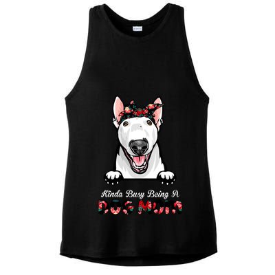 Kinda Busy Being A Dog Mom Floral Ladies PosiCharge Tri-Blend Wicking Tank