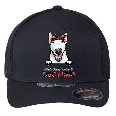 Kinda Busy Being A Dog Mom Floral Flexfit Unipanel Trucker Cap