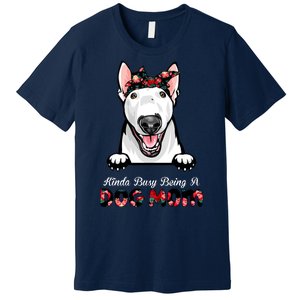 Kinda Busy Being A Dog Mom Floral Premium T-Shirt