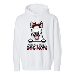 Kinda Busy Being A Dog Mom Floral Garment-Dyed Fleece Hoodie