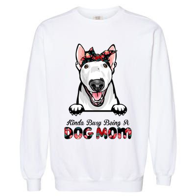 Kinda Busy Being A Dog Mom Floral Garment-Dyed Sweatshirt