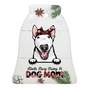 Kinda Busy Being A Dog Mom Floral Ceramic Bell Ornament