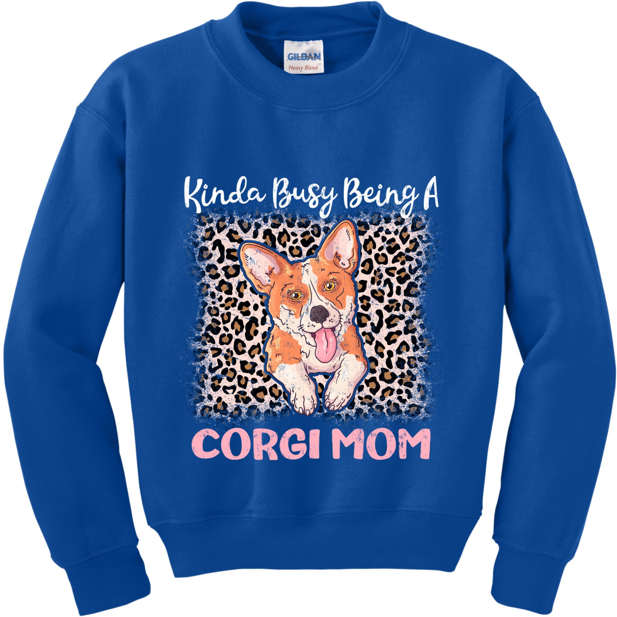 Kinda Busy Being A Corgi Mom Pembroke Welsh Dog Mama Leopard Gift Kids Sweatshirt