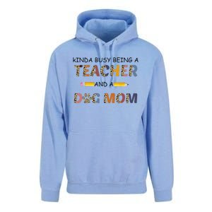 Kinda Busy Being A Teacher And Dog Mom Leopard Mothers Day Unisex Surf Hoodie