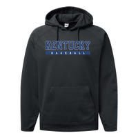 Kentucky Baseball Blue Vintage Text Performance Fleece Hoodie