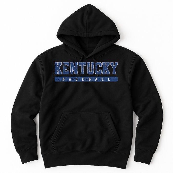 Kentucky Baseball Blue Vintage Text Hoodie