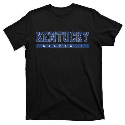 Kentucky Baseball Blue Vintage Text T-Shirt