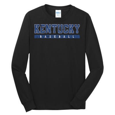 Kentucky Baseball Blue Vintage Text Tall Long Sleeve T-Shirt