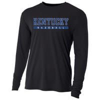 Kentucky Baseball Blue Vintage Text Cooling Performance Long Sleeve Crew