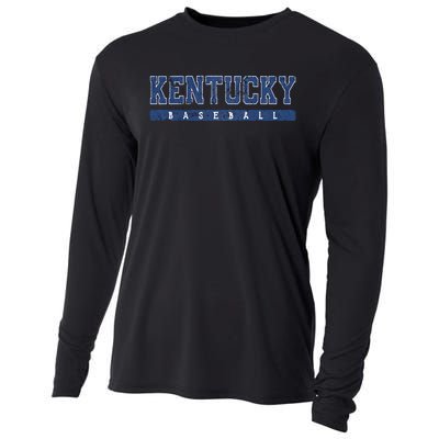 Kentucky Baseball Blue Vintage Text Cooling Performance Long Sleeve Crew