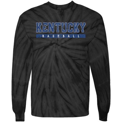 Kentucky Baseball Blue Vintage Text Tie-Dye Long Sleeve Shirt