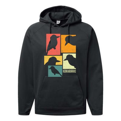 Kookaburra Birder Birdwatcher Ornithology Birds Silhouettes Performance Fleece Hoodie