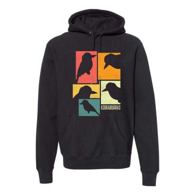 Kookaburra Birder Birdwatcher Ornithology Birds Silhouettes Premium Hoodie