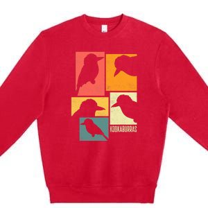 Kookaburra Birder Birdwatcher Ornithology Birds Silhouettes Premium Crewneck Sweatshirt