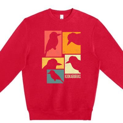 Kookaburra Birder Birdwatcher Ornithology Birds Silhouettes Premium Crewneck Sweatshirt