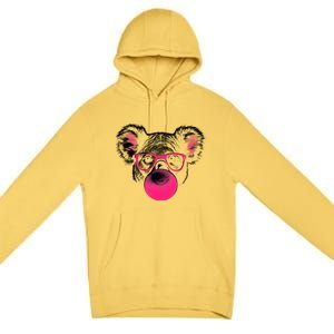 Koala Bear Blowing Bubblegum Premium Pullover Hoodie