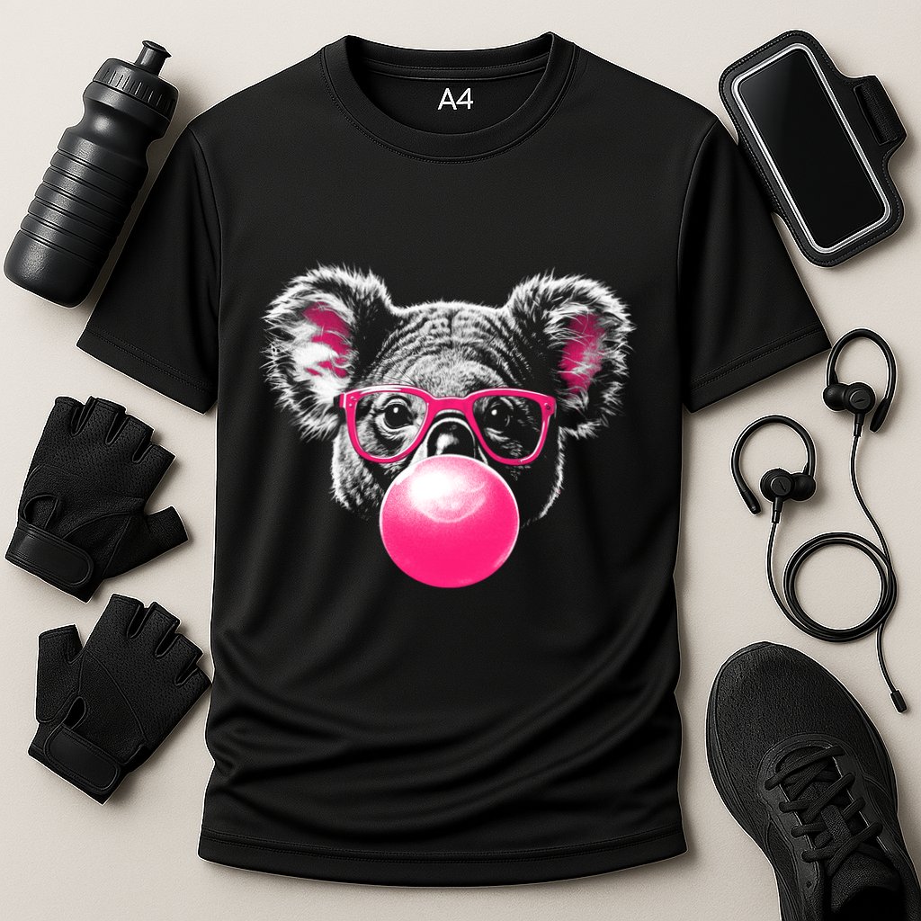 Koala Bear Blowing Bubblegum Cooling Performance Crew T-Shirt