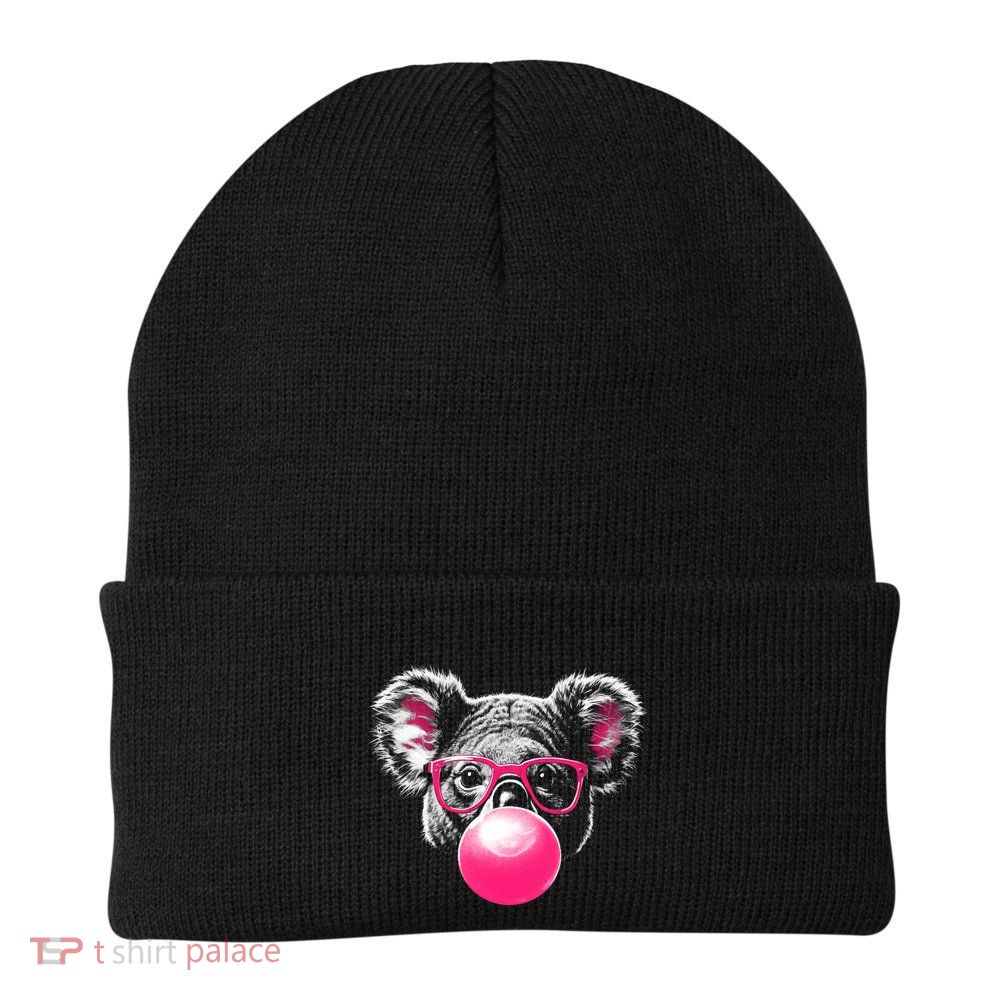 Koala Bear Blowing Bubblegum Knit Cap Winter Beanie