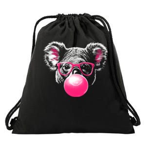 Koala Bear Blowing Bubblegum Drawstring Bag