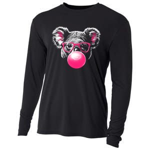 Koala Bear Blowing Bubblegum Cooling Performance Long Sleeve Crew