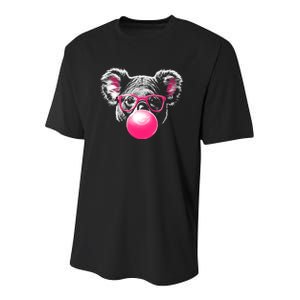 Koala Bear Blowing Bubblegum Youth Performance Sprint T-Shirt