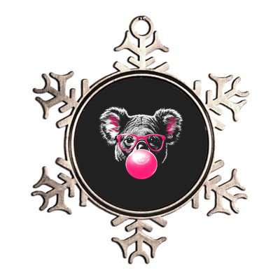 Koala Bear Blowing Bubblegum Metallic Star Ornament