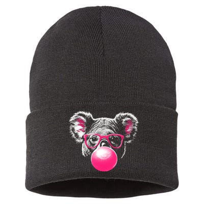 Koala Bear Blowing Bubblegum Sustainable Knit Beanie