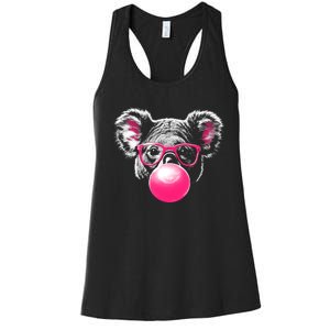 Koala Bear Blowing Bubblegum Women's Racerback Tank