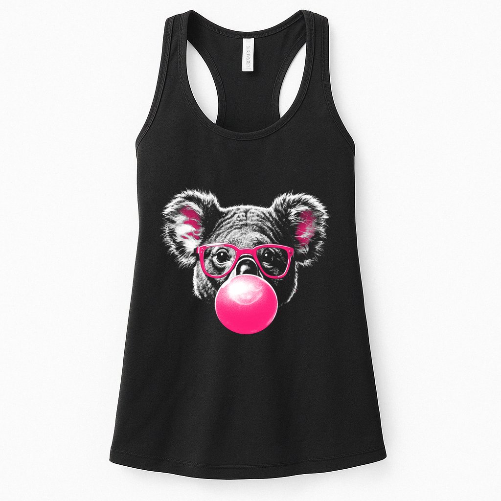 Koala Bear Blowing Bubblegum Womens Tank Top