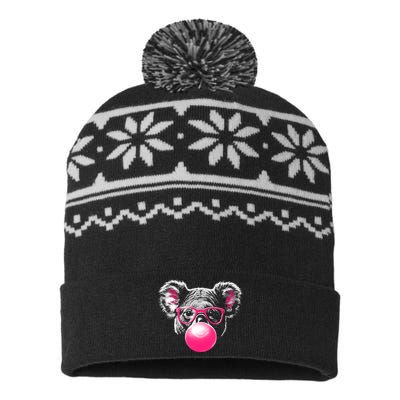 Koala Bear Blowing Bubblegum USA-Made Snowflake Beanie