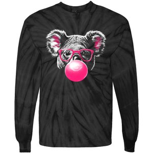 Koala Bear Blowing Bubblegum Tie-Dye Long Sleeve Shirt