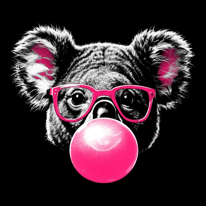 Koala Bear Blowing Bubblegum Womens T-Shirt
