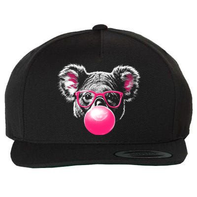 Koala Bear Blowing Bubblegum Wool Snapback Cap