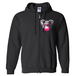 Koala Bear Blowing Bubblegum Full Zip Hoodie