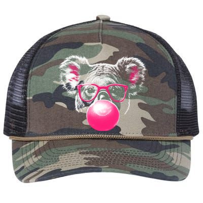 Koala Bear Blowing Bubblegum Retro Rope Trucker Hat Cap