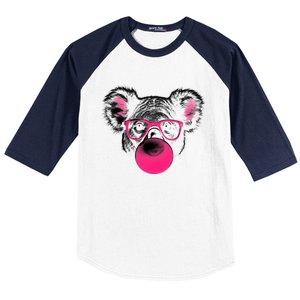 Koala Bear Blowing Bubblegum Baseball Sleeve Shirt