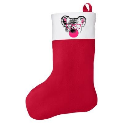 Koala Bear Blowing Bubblegum Felt Holiday Christmas Stocking