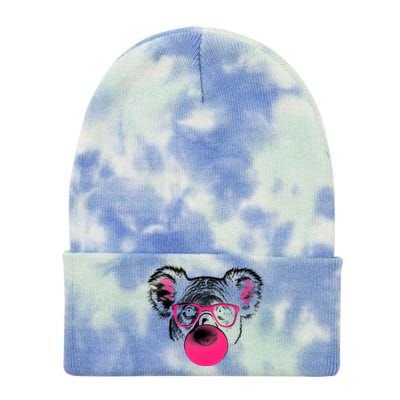 Koala Bear Blowing Bubblegum Tie Dye 12in Knit Beanie