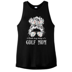 Kinda Busy Being A Golf Mom Messy Hair In Bun Ladies PosiCharge Tri-Blend Wicking Tank