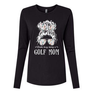 Kinda Busy Being A Golf Mom Messy Hair In Bun Womens Cotton Relaxed Long Sleeve T-Shirt