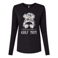 Kinda Busy Being A Golf Mom Messy Hair In Bun Womens Cotton Relaxed Long Sleeve T-Shirt