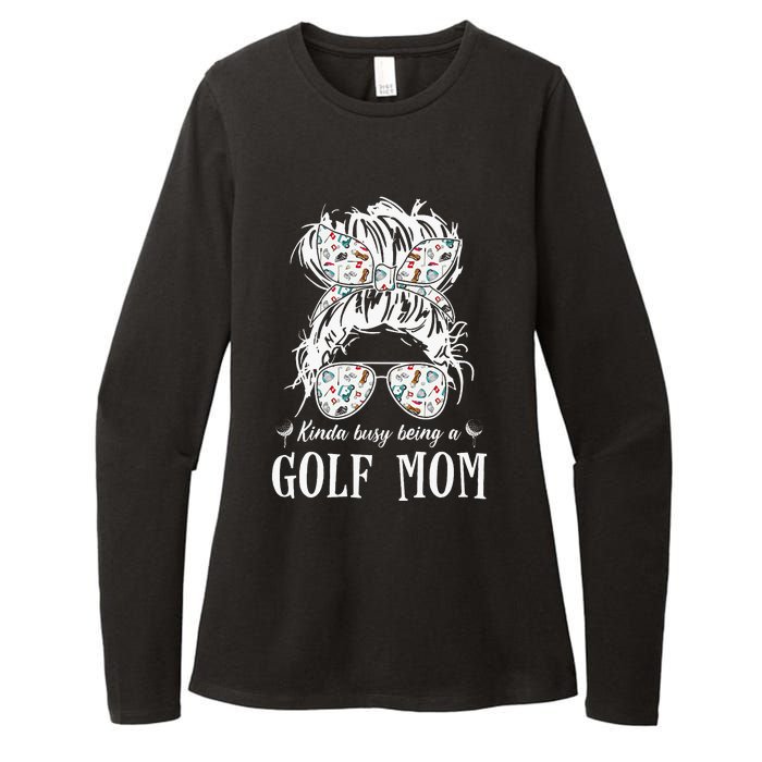 Kinda Busy Being A Golf Mom Messy Hair In Bun Womens CVC Long Sleeve Shirt