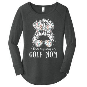 Kinda Busy Being A Golf Mom Messy Hair In Bun Women's Perfect Tri Tunic Long Sleeve Shirt