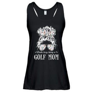 Kinda Busy Being A Golf Mom Messy Hair In Bun Ladies Essential Flowy Tank