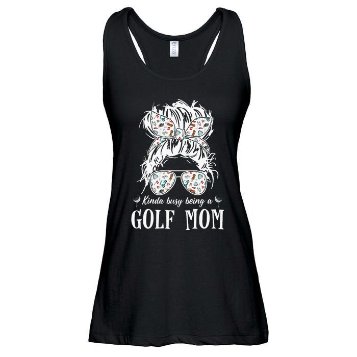 Kinda Busy Being A Golf Mom Messy Hair In Bun Ladies Essential Flowy Tank