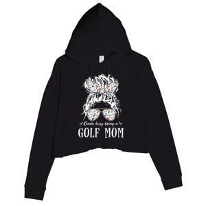 Kinda Busy Being A Golf Mom Messy Hair In Bun Crop Fleece Hoodie