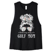 Kinda Busy Being A Golf Mom Messy Hair In Bun Women's Racerback Cropped Tank