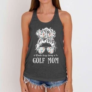 Kinda Busy Being A Golf Mom Messy Hair In Bun Women's Knotted Racerback Tank