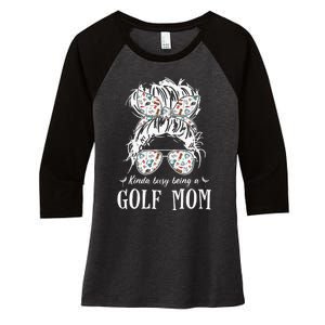 Kinda Busy Being A Golf Mom Messy Hair In Bun Women's Tri-Blend 3/4-Sleeve Raglan Shirt